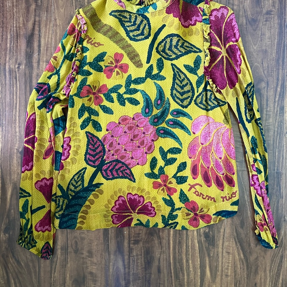 FARM Rio Women's Vibrant Floral Blouse - Yellow and Pink